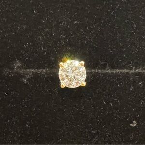 Single individual lab diamond 4 prong stud earring 14K yellow gold .5 carat